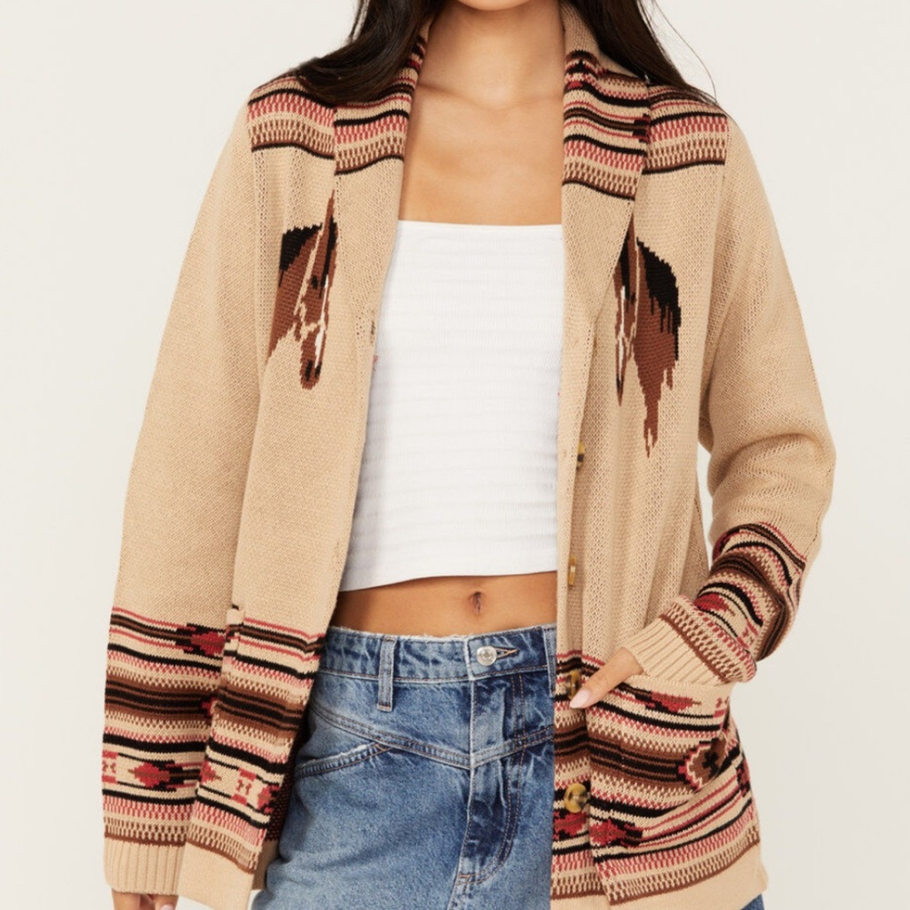Women's Beige Patterned Sweater